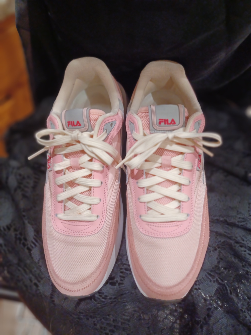 FILA Women's Pink and Cream Low-Top Sneakers